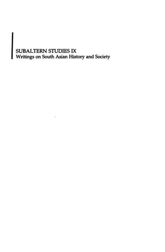 Subaltern Studies: Writings on South Asian History and Society
