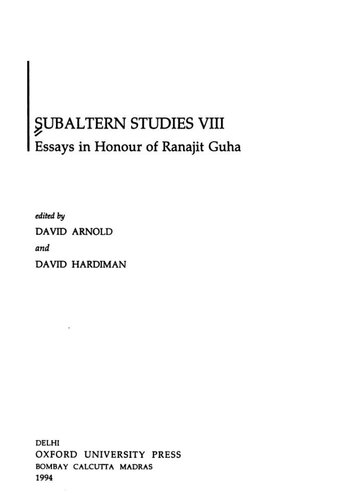 Subaltern Studies: Essay in Honour of Ranajit Guha