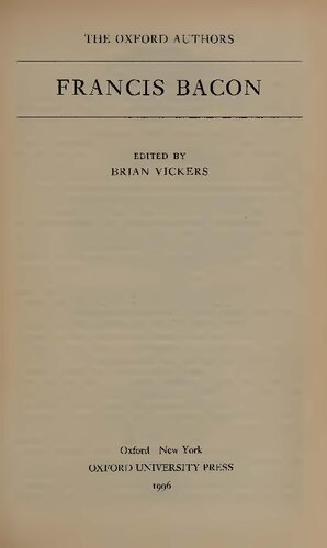 Francis Bacon: A Critical Edition of the Major Works