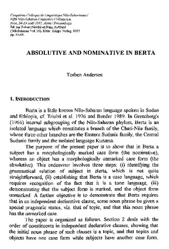 Absolutive and Nominative in Berta