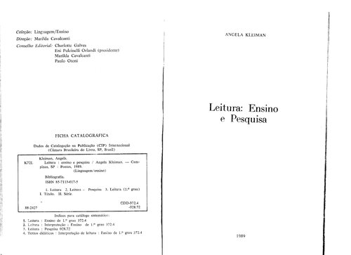 Leitura ; ensino e pesquisa