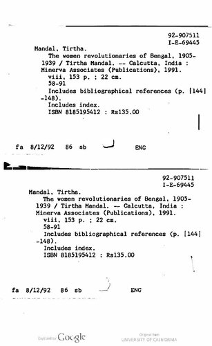 Women Revolutionaries of Bengal 1905-1939