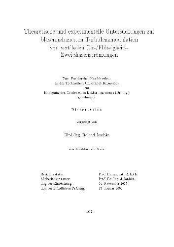 Theoretische und experimentelle Untersuchungen zur blaseninduzierten Turbulenzmodulation von vertikalen Gas/Flüssigkeits-Zweiphasenströmungen