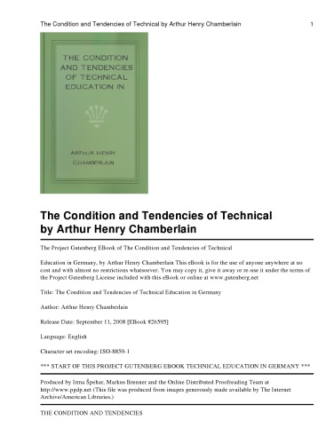 Condition and tendencies of technical education in germany