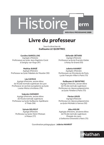 Histoire Terminale : Livre du professeur