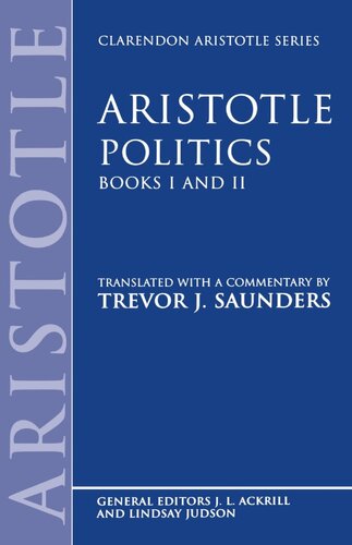 Politics: Books I and II (Clarendon Aristotle Series) (Bks.1 & 2)