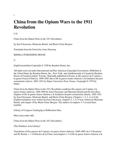 China from the Opium War to the 1911 Revolution