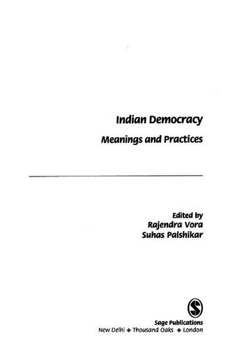 Indian Democracy: Meanings and Practices