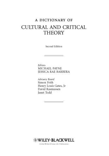A dictionary of cultural and critical theory
