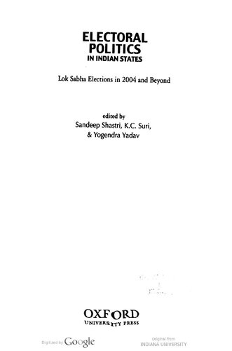 Electoral Politics in Indian States: Lok Sabha Elections in 2004 and Beyond