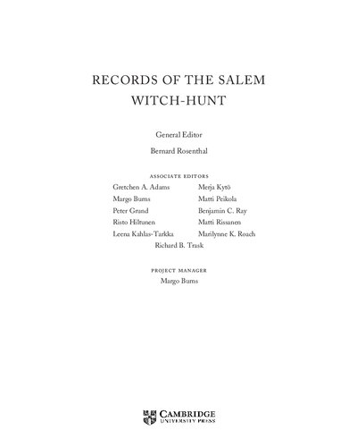 Records of the Salem Witch-Hunt