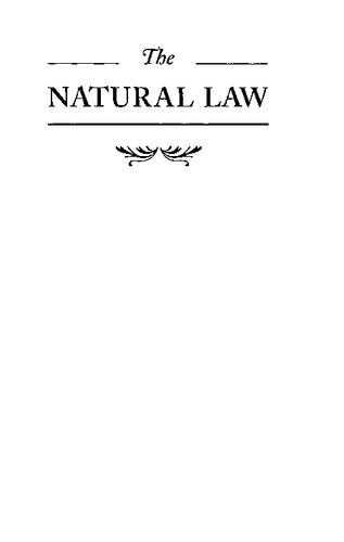 Natural Law - Study in Legal and Social History and Philosophy