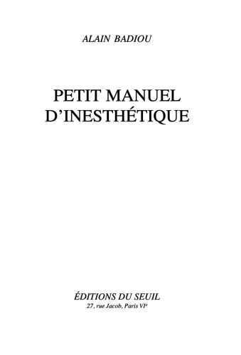 Petit Manuel d'inesthétique