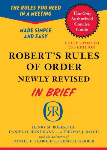 Robert's Rules of Order Newly Revised In Brief