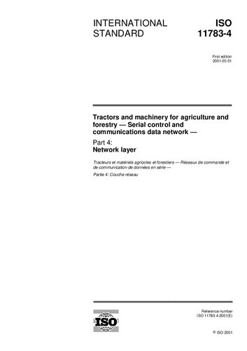 ISO 11783-4:2001, Tractors and machinery for agriculture and forestry -- Serial control and communications data network -- Part 4: Network layer