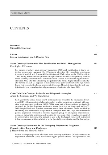 Chest Pain Units, An Issue of Cardiology Clinics