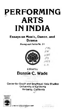 Performing arts in India : essays on music, dance, and drama
