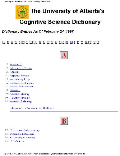 The University of Alberta's Cognitive Science Dictionary