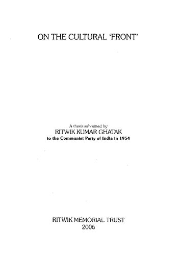 On the Cultural Front - A Thesis