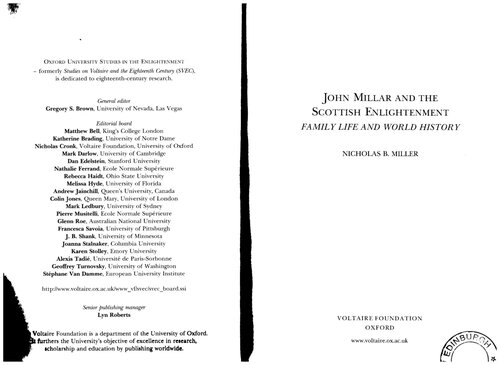 John Millar and the Scottish Enlightenment: Family Life and World History