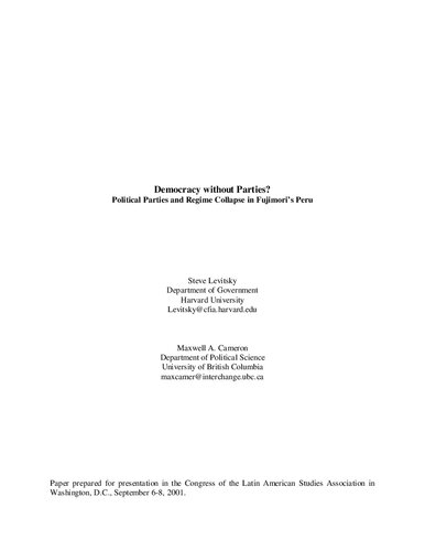 Democracy without Parties? Political Parties and Regime Collapse in Fujimori’s Peru