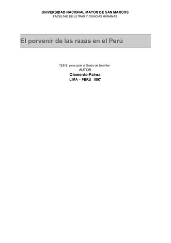 El porvenir de las razas en el Perú