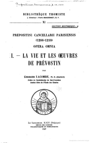 La vie et les oeuvres de Prévostin