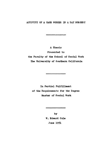 Activity of a case worker in a day nursery