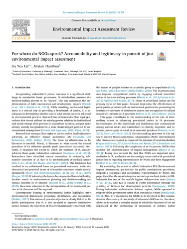 For whom do NGOs speak? Accountability and legitimacy in pursuit of just environmental impact assessment
