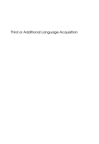 Third or Additional Language Acquisition