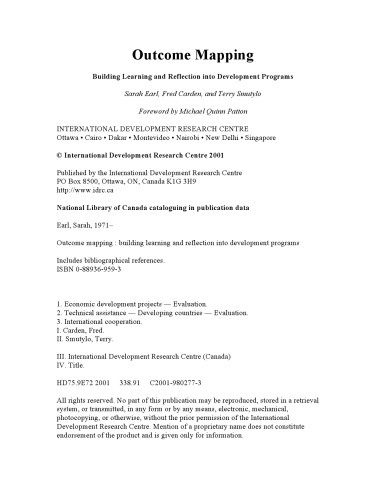 Outcome Mapping: Building Learning and Reflection into Development Programs