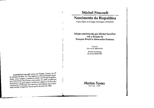 Nascimento da biopolítica: curso dado no Collège de France (1977-1978)