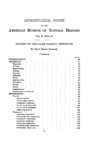 Analysis of Cold Lake Dialect, Chipewyan