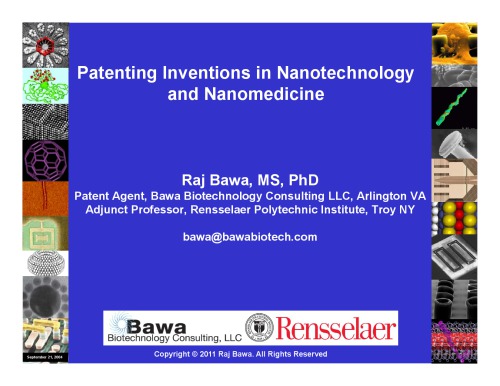 Patenting inventions in nanotechnology and nanomedicine
