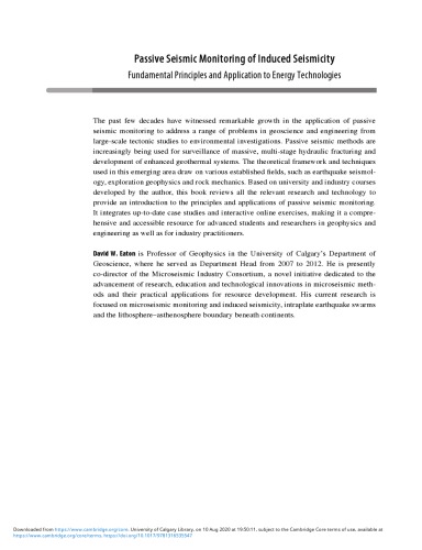 Passive Seismic Monitoring of Induced Seismicity: Fundamental Principles and Application to Energy Technologies