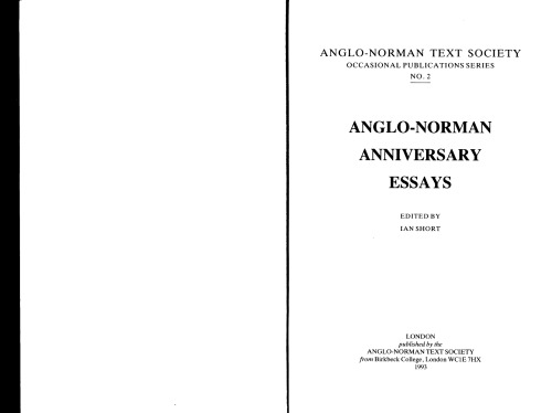 Anglo-Norman Anniversary Essays
