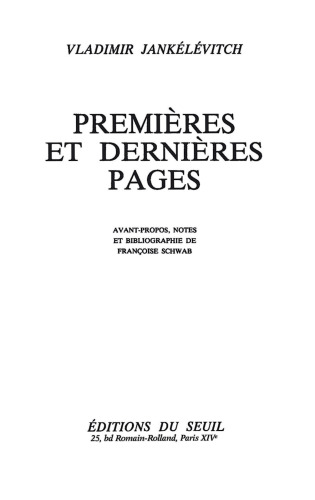 Premières et Dernières Pages