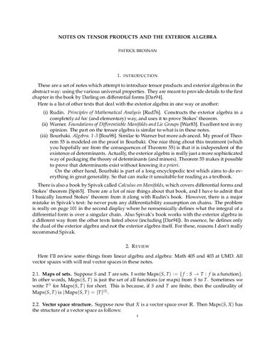 Notes on Tensor Products and the Exterior Algebra