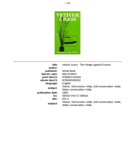 Vetiver grass_ the hedge against erosion, Volume 64