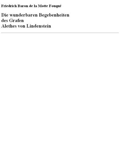 Die wunderbaren Begebenheiten des Grafen Alethes von Lindenstein