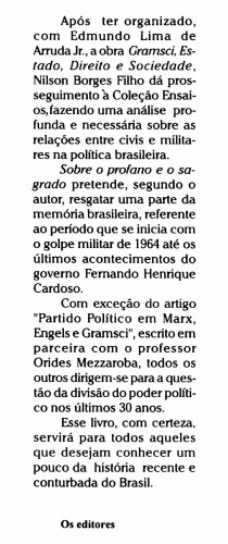 Sobre o sagrado e o profano: Civis e Militares na Política Brasileira