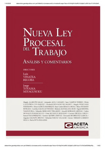 NUEVA LEY PROCESAL DEL TRABAJO Análisis y comentarios