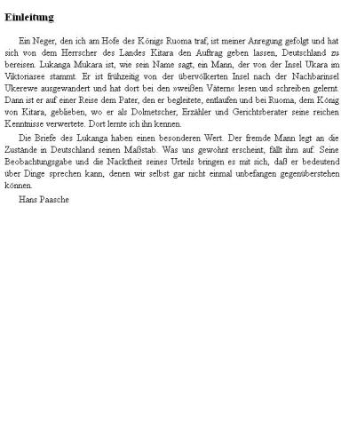 Die Forschungsreise des Afrikaners Lukanga Mukara ins innerste Deutschland Geschildert in Briefen Lukanga Mukaras an den König Ruoma von Kitara