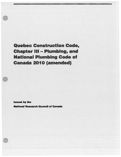 National Plumbing Code of Canada 2010 (amended)