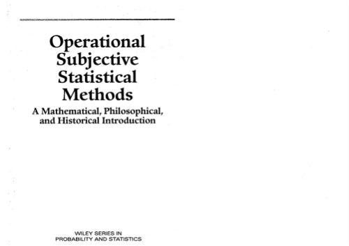 Operational subjective statistical methods: a mathematical, philosophical, and historical introduction