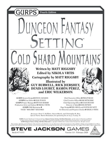 GURPS Dungeon Fantast Setting: Cold Shard Mountains