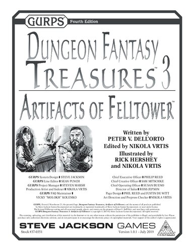 Dungeon Fantasy Treasures 3: Artifacts of Felltower