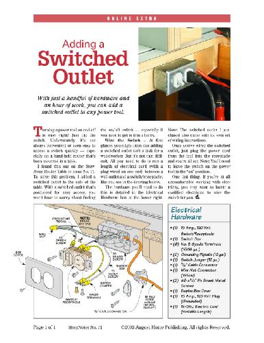 Woodworking Shopnotes 071 - Switched Outlet