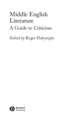 Middle English Literature: A Guide to Criticism