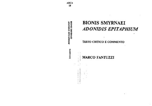 Bionis Smyrnaei Adonidis Epitaphium - testo critico e commento